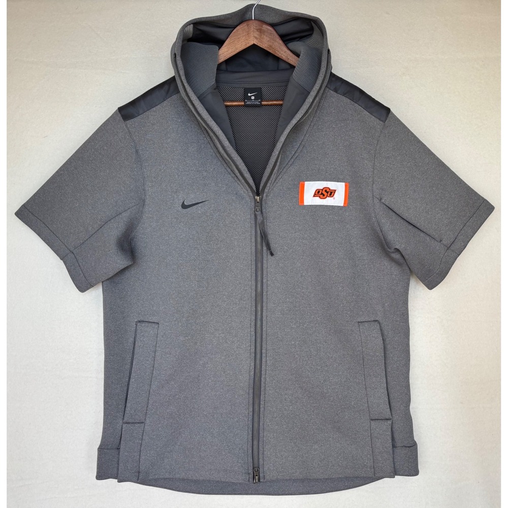 NIKE OSU Oklahoma State University Cowboys Men's‎ Grey Scuba Zip Pull Hoodie XL
